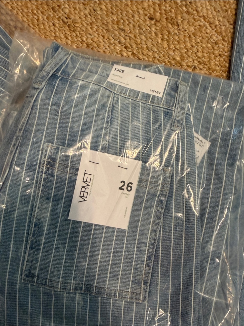 VERVET BY FLYING MONKEY Blue Pinstripe Relaxed Wide-Leg Jeans - Picture 3 of 3